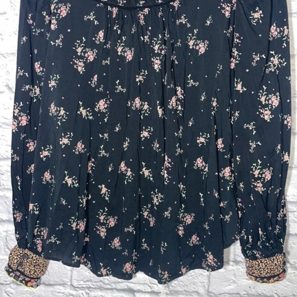 Free People Paloma Print Top Floral Peasant Cottagecore Boho Vintage Vibe Blouse
